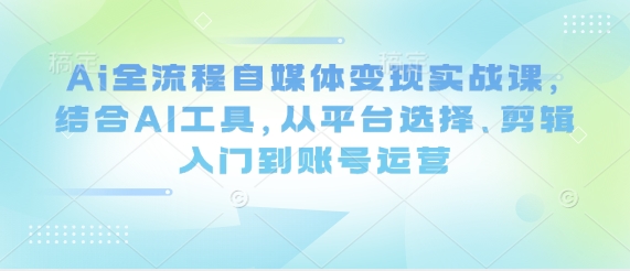 Ai全流程自媒体变现实战课，结合AI工具，从平台选择、剪辑入门到账号运营-Zv头条